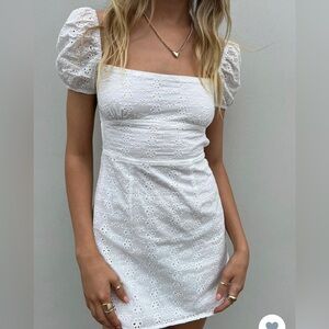 Havena Anglaise Mini Dress White